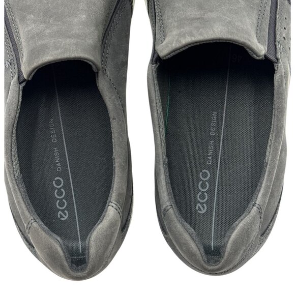 Ecco Mens Gray Slip-On Leather Shoes Sz 46-12 US Danish Design Casual Sneakers - Picture 4 of 14
